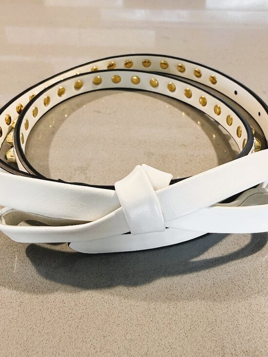 Prada Leather Belt White Gold Studs and Leather Bow Size: XS 70/28 main image 15